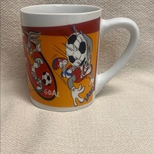 Gibson Bugs Bunny Cartoon Soccer Mug with Red and Yellow Design-Goal and Save